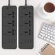 Extension Plug with 3 Way Universal Socket 3 USB Slots, separate Switch Extension Lead Cable 2M Socket | Home & Office | Multi Socket Plug Extension | Extension |pack of 2 black Power Extension