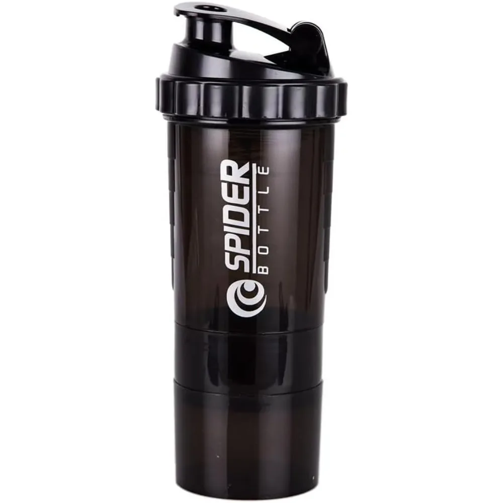 3 Schichten Shaker Protein Flasche Pulver Shake Tasse Wasser flasche Kunststoff Misch becher Körperbau Übungs flasche Image
