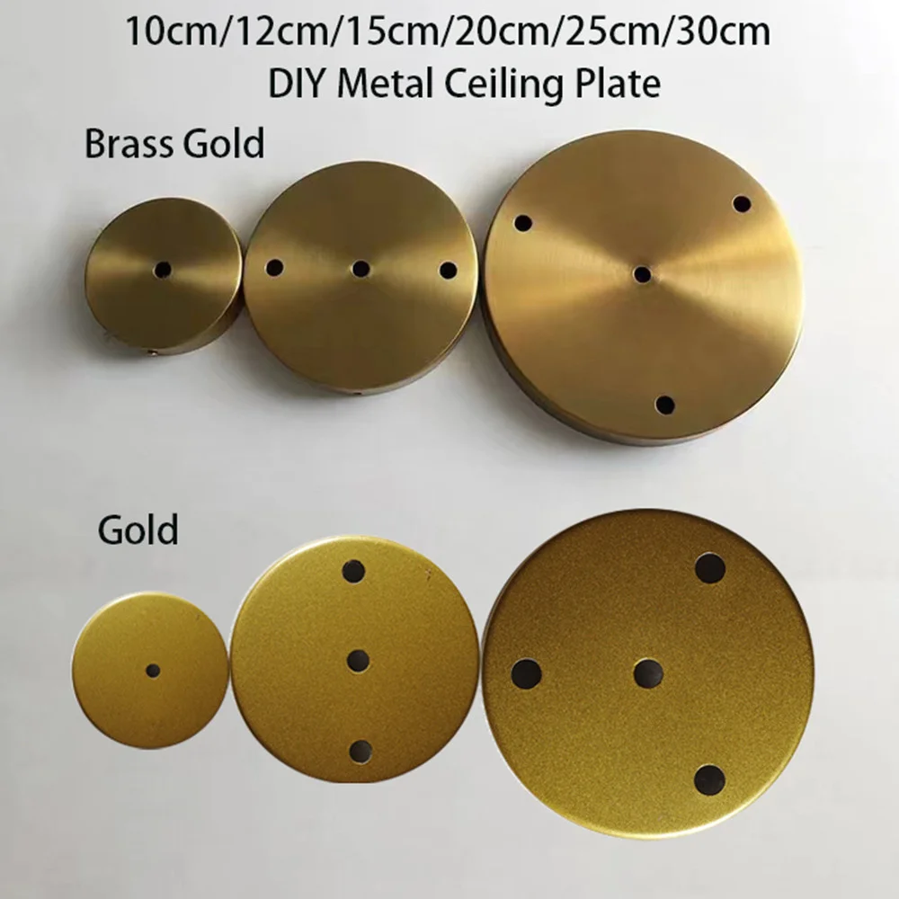 10/15/20/25/30cm Black White Silver Gold Brass Ceiling Plate Wall Sconce LED Base Vintage Pendant Lamp Disc Base Ceiling Canopy