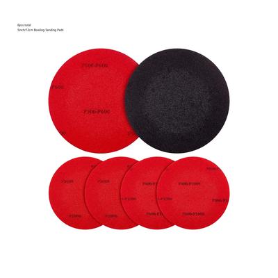 TEMU 6pcs Bowling Ball Sanding & Polishing Kit - 5" Dual-use Red Pads For , Cleaning - Includes 500, 1000, 2000 Grit