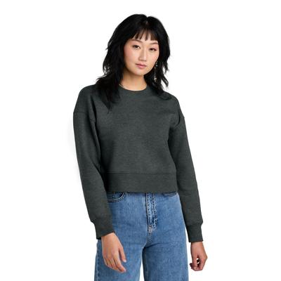 District DT1105 Women's Perfect Weight Fleece Cropped Crew in Heathered Charcoal size XXL | Cotton