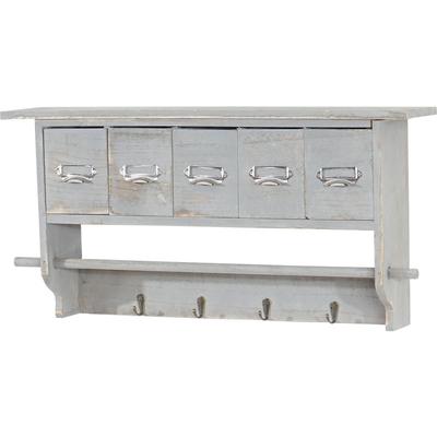 Garderobe HHG 355, Wandgarderobe Wandregal, Vintage mit 5 Schubladen 32x65x13cm Shabby Look, grau Image
