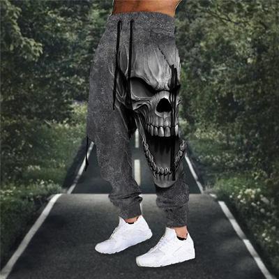 Men's Sweatpants Joggers Trousers Drawstring Elastic Waist 3D Print Skull Graphic Prints Comfort Sports Outdoor Casual Daily Cotton Blend Terry Streetwear Designer Dark Gray Gray Micro-elastic