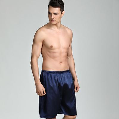 Men's Sleepwear Silk Boxers Pajama Shorts 1 PCS Pure Color Luxury Soft Home Beach Faux Silk Polyester Breathable Shorts Retro Basic Spring Summer Silver Pure black