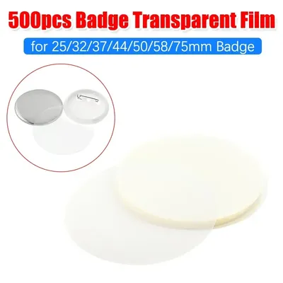 500pcs Badge Transparent Films Parts Clear Badge Top Cover Films for DIY Making Badge Button Pins