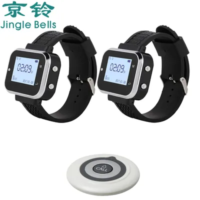 JINGLE BELLS 1 Table Call Button 1 Watch Pager Receiver Service Buzzer Waiter Wireless Restaurant