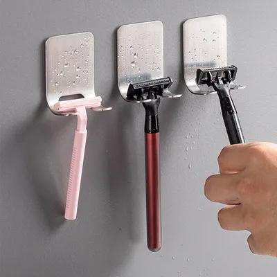 1pc Stainless Steel Razor Hook Wall Adhesive Shaving Shaver Shelf Storage Holder for Bathroom