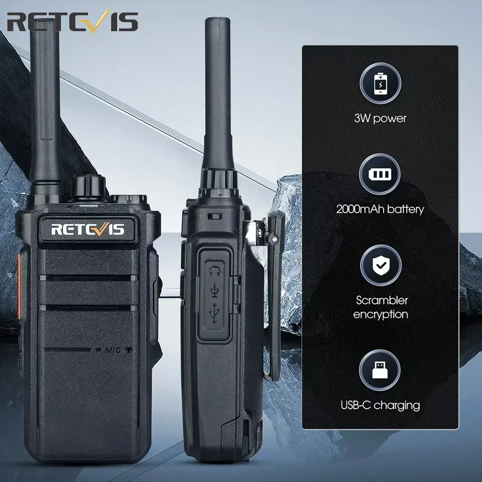 Retevis RB626 Walkie-Talkie, leistungsstark, 3 W, große Reichweite, USB-C-Aufladung, 2000 mAh Akku, Scrambler-Verschlüsselung, Zwei-Wege-Radio für die Jagd Image