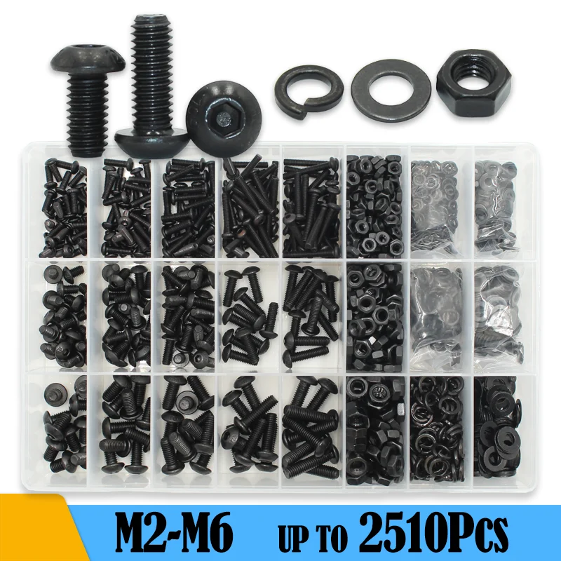 2510p runde Sechskantschraube M2 M2,5 M3 M4 M6 Grade10.9 Innensechskant-Rundknopf-Innensechskantschrauben ISO7380 Bolzenmutter-Unterlegscheibensatz Image