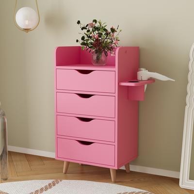 4-Layer Storage Cabinet with 2 Hair Dryer Holders,4 Drawers