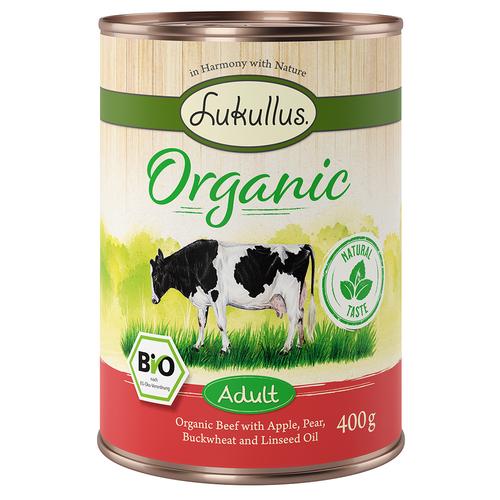 6x400g bœuf, pomme Lukullus Organic Adult nourriture humide pour chien