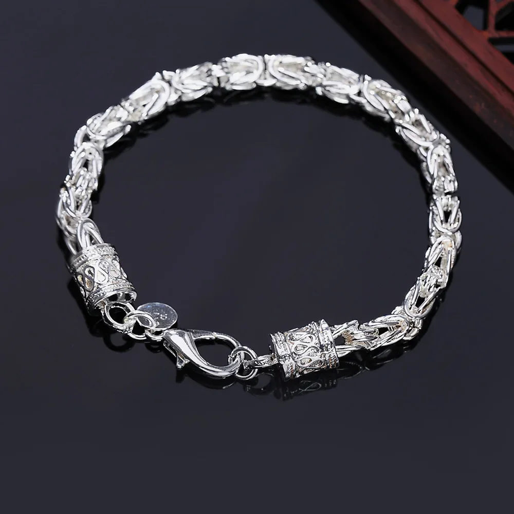 Kette aus 925er-Sterlingsilber, exquisites gedrehtes Armband, modische Charm-Kette für Damen und Herren, solide Hochzeit, niedliche einfache Modelle, Schmuck Image