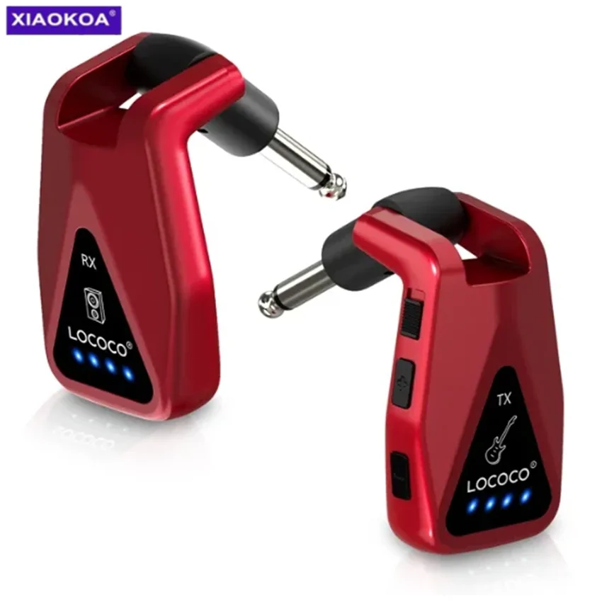 XIAOKOA Sistema per chitarra wireless UHF Trasmettitore e ricevitore per chitarra wireless a 4 canali per amplificatore per basso per chitarra elettrica