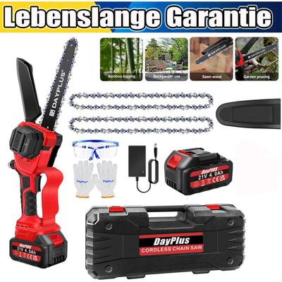 Day Plus - 8 Zoll Akku-Mini-Kettensäge 21V Elektrische Einhand-Holzsäge + Li-Akku 4000mAh Image