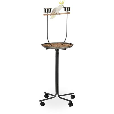 Relaxdays - Freisitz für Papageien, Anflugstange, 2 Futternäpfe, rollbar, Nymphensittich, hbt: 130