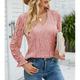 Top in pizzo elegante da donna camicetta di pizzo elegante in tinta unita maniche a lanterna in pizzo maniche lunghe scollo a V top romantici da indossare quotidianamente petite abbigliamento per le