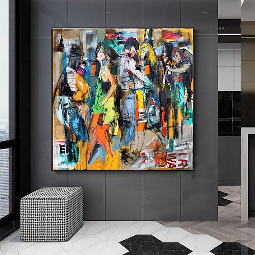 großes abstraktes Leinwandgemälde, großes handgefertigtes Wandbild, figuratives Gemälde, farbenfrohes Wandbild, abstraktes Figuren-Ölgemälde, handgefertigtes Pop-Art-Ölgemälde, Druck, Image