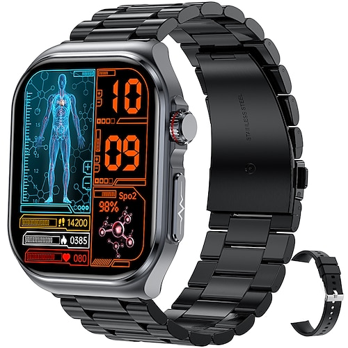 ET585 Smart Watch 2,04 Zoll Smartwatch Fitness Laufuhr Bluetooth ECGPPG Temperaturüberwachung Schrittzähler für Android iOS Frauen Männer Freisprechfunktion wasserdicht Mediensteuerung Image