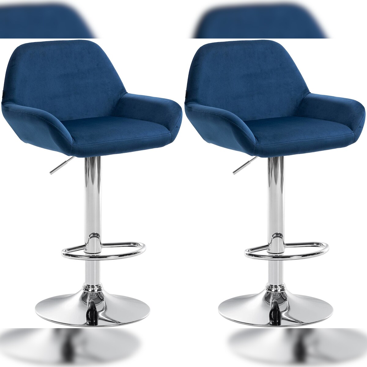 CLP 2er Set Barhocker Braga Samt blau/Metall in Chromoptik Image