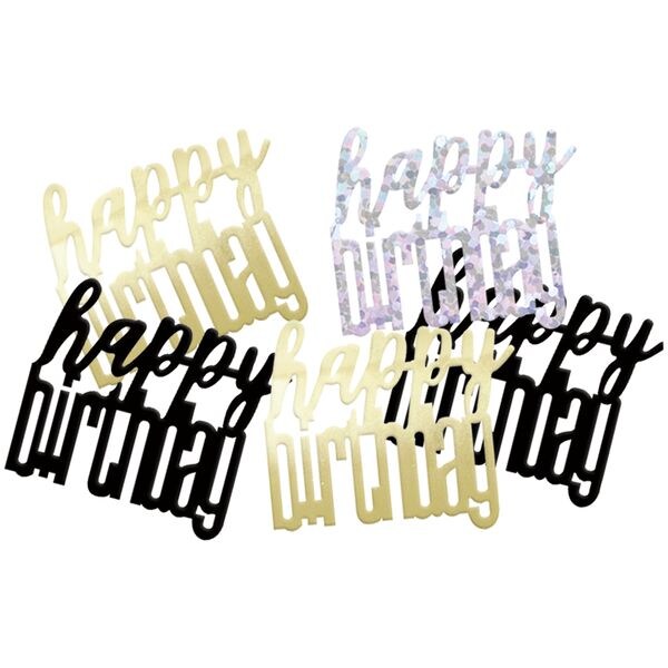Konfetti schwarz gold silber Happy Birthday Image