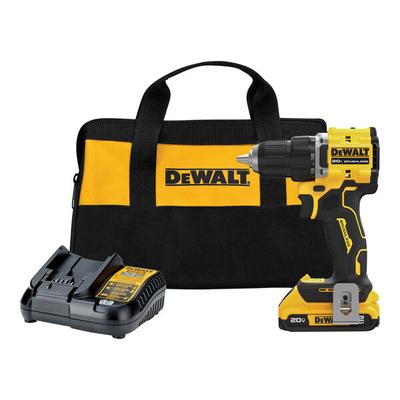 DeWalt Atomic Compact Series 20V MAX 1/2" Variable Speed Cordless Brushless Drill / Driver Kit with Rechargeable 2.0 Ah Lithium-Ion Battery, Charger, and Storage Bag DCD794D1