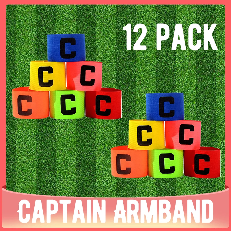 Lot de 12 brassards de capitaine de Football pour enfants et adultes, brassard de Football, Leader de groupe de capitaine de Football, entraînement de Football