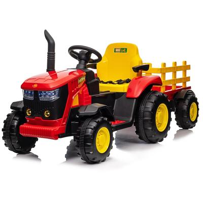 12V Battery Powered Electric Tractor and 35W Dual Motors for Kids Bluetooth Music/USB, Safety Belt, 3-Gear-Shift, 7-LED Lights