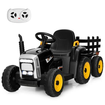 Costway 12V Kids Ride On Tractor with Trailer Ground Loader w/ RC & - 33.5'' x 19.5'' x 20.5''