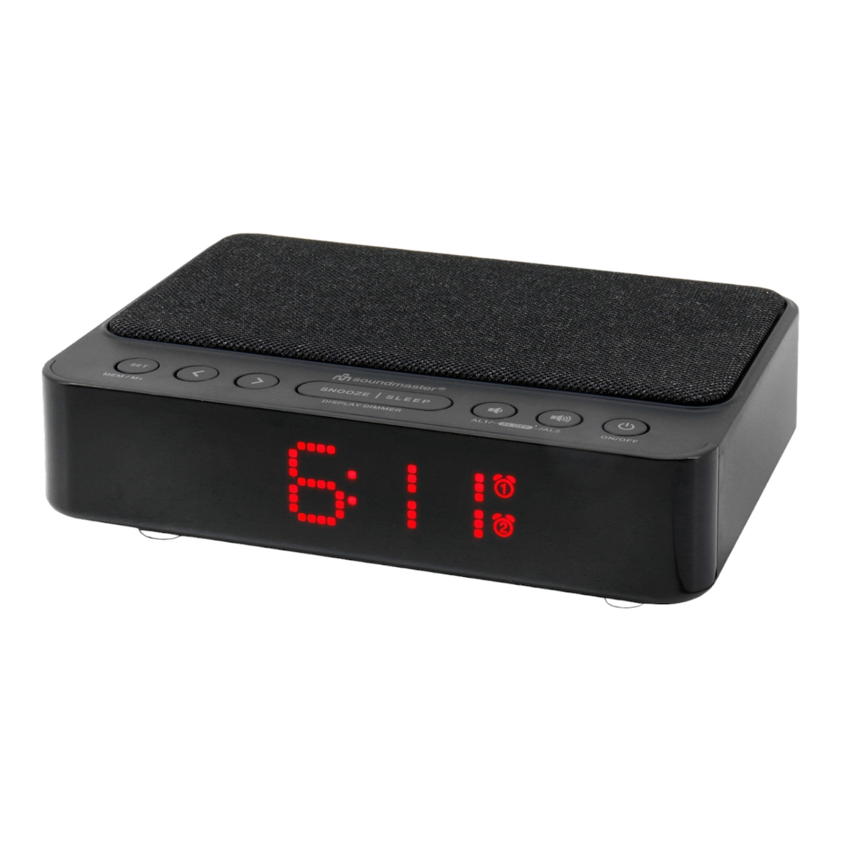 Soundmaster HighLine UR124SW Radiowecker mit kabelloser Ladestation Wireless Charger LED-Display 4-fach Dimmer 2 Weckzeiten ohne Ticken Gangreserve Image