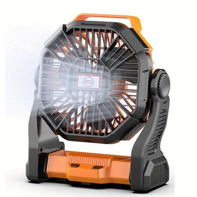 TEMU Outdoor Fan, Rechargeable Camping Fan, Battery Powered Portable Fan, Built-in Led Lights Outdoor Fan, Quiet, Powerful Wind, Portable, Hangable