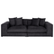 Sofa Schwarz Stoffbezug 3-Sitzer mit Breiten Armlehnen Dicken Kissen Modern Couch Dreisitzer Wohnzimmer Büro Arbeitszimmer Möbel Sitzmöbel