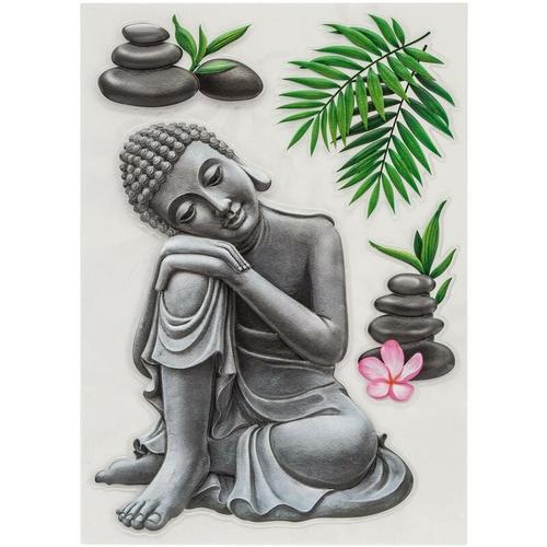 Buddha Relief Aufkleber 50x30 - Lehnender kopf des buddhas