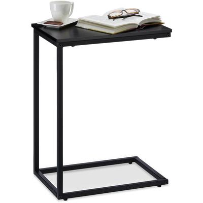 Beistelltisch schwarz, Metallgestell, robust, Melaminplatte, Dekotisch, u-förmiger Couchtisch 60cm Image