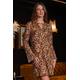 Sosandar Womens Leopard Print & Metallic Spot Chain Detail Shift Dress - Brown - Size 14 UK | Sosandar Sale | Discount Designer Brands