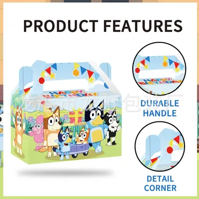 Bluey And His Family Gift Box Children Cartoon White Cardboard Portable Candy Gift Box Birthday