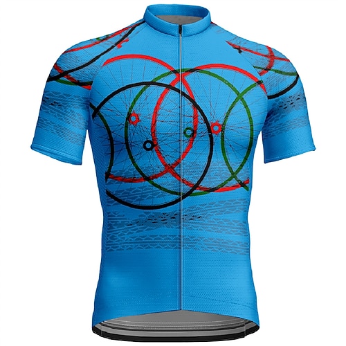 Herren Radtrikot Geometrisch Kurzarm Fahhrad T-Shirt Trikot Oberteil mit 3 Gesäßtaschen Mountainbike MTB Schnelltrocknend Atmungsaktiv Sport Rosa Blau Orange Bekleidung Image