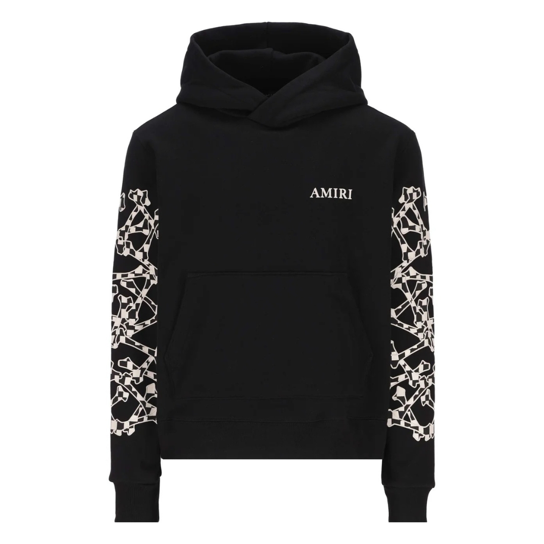 Amiri Checkered Bones Schwarzer Kapuzenpullover Image
