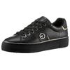 Plateausneaker TAMARIS, Damen, Gr. 39, schwarz, Leder, Lederimitat, unifarben, kontrastfarbene Details, sportlich, Schuhe, Freizeitschuh, Halbschuh, Schnürschuh mit gepolstertem Schaftrand