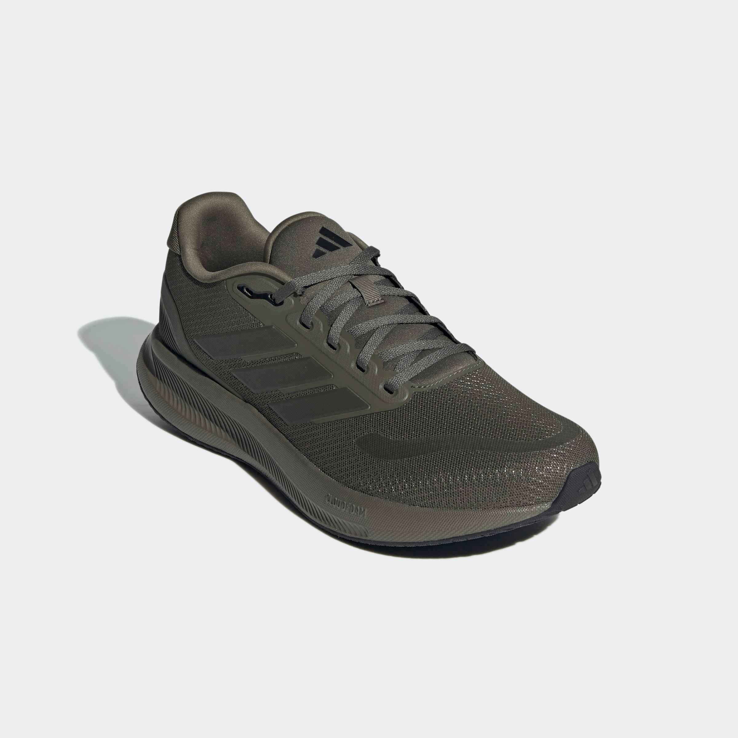 Laufschuh ADIDAS PERFORMANCE "RUNFALCON 5", Herren, Gr. 44, grün (olive strata, shadow olive, core schwarz), Synthetik, Textil, Schuhe Laufschuh