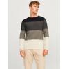 Rundhalspullover JACK & JONES "JJEHILL KNIT CREW NECK NOOS", Herren, Gr. M, grau (mulch detail:light braun gradient), Strick, Obermaterial: 100% Baumwolle, mehrfarbig, modisch, regular fit taillenbedeckt, Rundhals, Langarm gerader Abschluss,...
