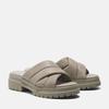 Sandale TIMBERLAND "London Vibe SLIDE SANDAL", Gr. 41 (9,5), grau (lt tpe f gra), Leder, sportlich, Schuhe