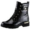 Schnürstiefelette REMONTE, Damen, Gr. 42, gold (schwarz, goldfarben), Lacklederimitat, glänzend, kontrastfarbene Details, modisch, Schuhe, Blockabsatz, Schnürboots im Kroko-Look, Innenreißverschluss