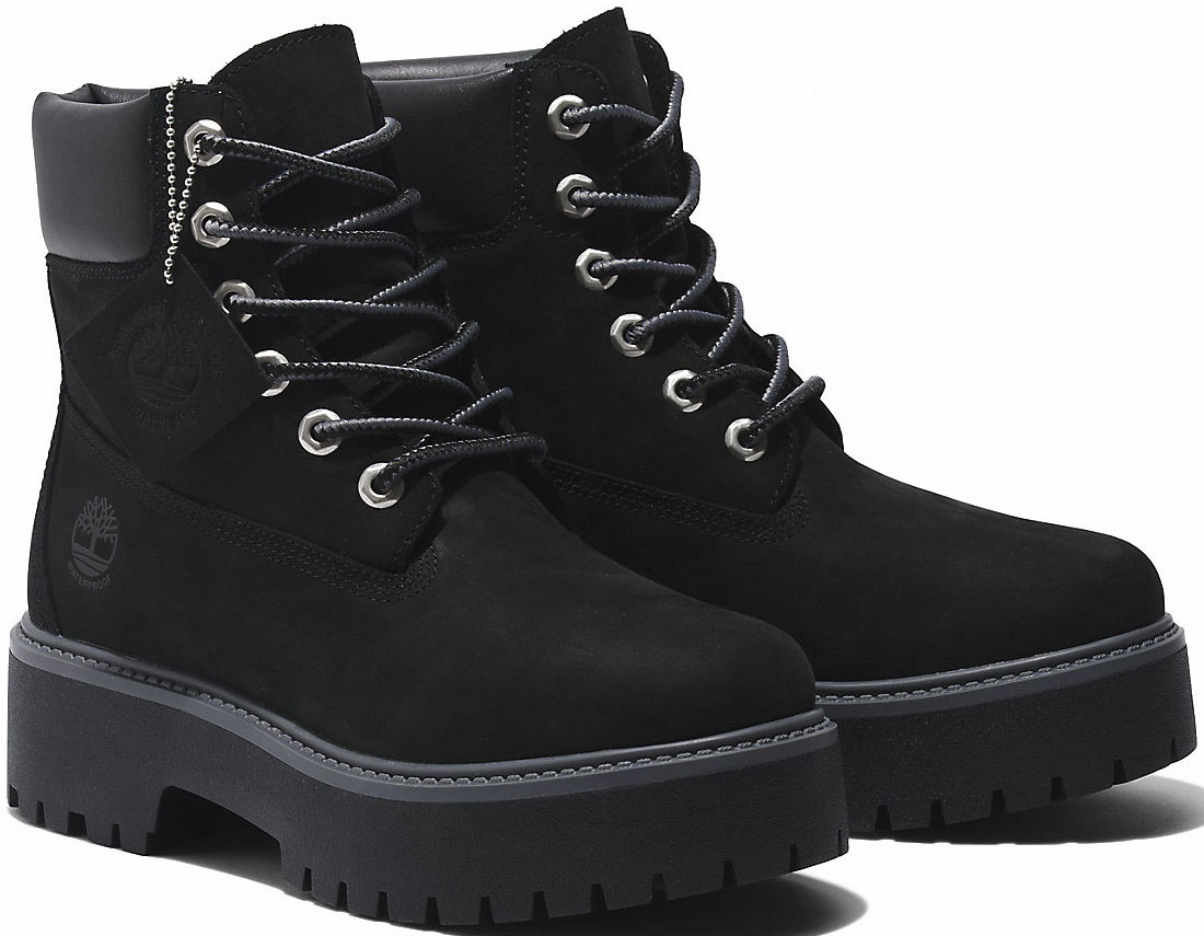 Schnürboots TIMBERLAND "STONE STREET6 INCH LACE UP WATERPROOF BOOT", Damen, Gr. 39, schwarz, Leder, Synthetik, Schuhe Schnürboots, Winterstiefel, Schnürstiefel, Winterschuhe, wasserdicht