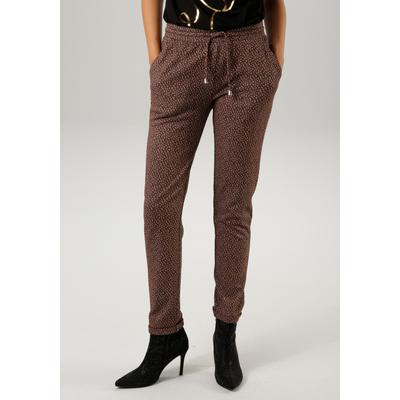 Schlupfhose ANISTON CASUAL, Damen, Gr. 38, N-Gr, braun (dunkelbraun, taupe, braun, silberfarben), Jersey, Sweatware, Obermaterial: 70% Viskose, 17% metallisierte Fasern, 10% Polyester, 3% Elasthan, gemustert, Glitzermuster, modisch, figurumspielend... Image