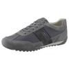 Sneaker GEOX "U WELLS C", Herren, Gr. 44, grau (dunkelgrau), Veloursleder, Textil, Synthetik, casual, Schuhe, Freizeitschuh, Halbschuh, Schnürschuh mit Logoverzierung