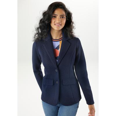 Jerseyblazer ANISTON SELECTED, Damen, Gr. 36, blau (marine), Jersey, Obermaterial: 97% Polyester, 3% Elasthan, Strukturmuster, unifarben, elegant, figurbetont hüftbedeckend, Langarm, Blazer, mit strukturiertem Muster Image