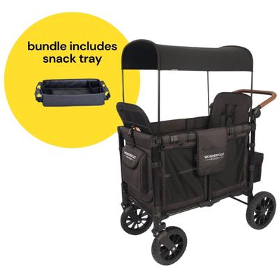 Wonderfold W2 Luxe Multifunctional Double (2 seater) Stroller Wagon + Snack Tray Bundle - Volcanic B