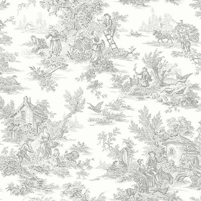 Campagne Toile Wallpaper - Gray - Ballard Designs