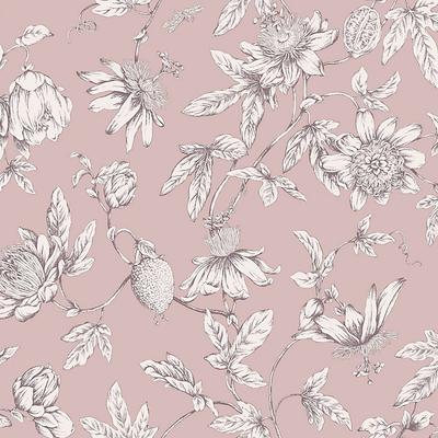 Passion Flower Toile Wallpaper - Blush - Ballard Designs