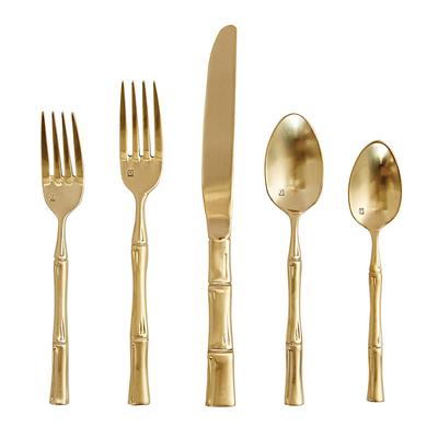 Perrie Bamboo 20-Piece Flatware Set - Champagne - Ballard Designs